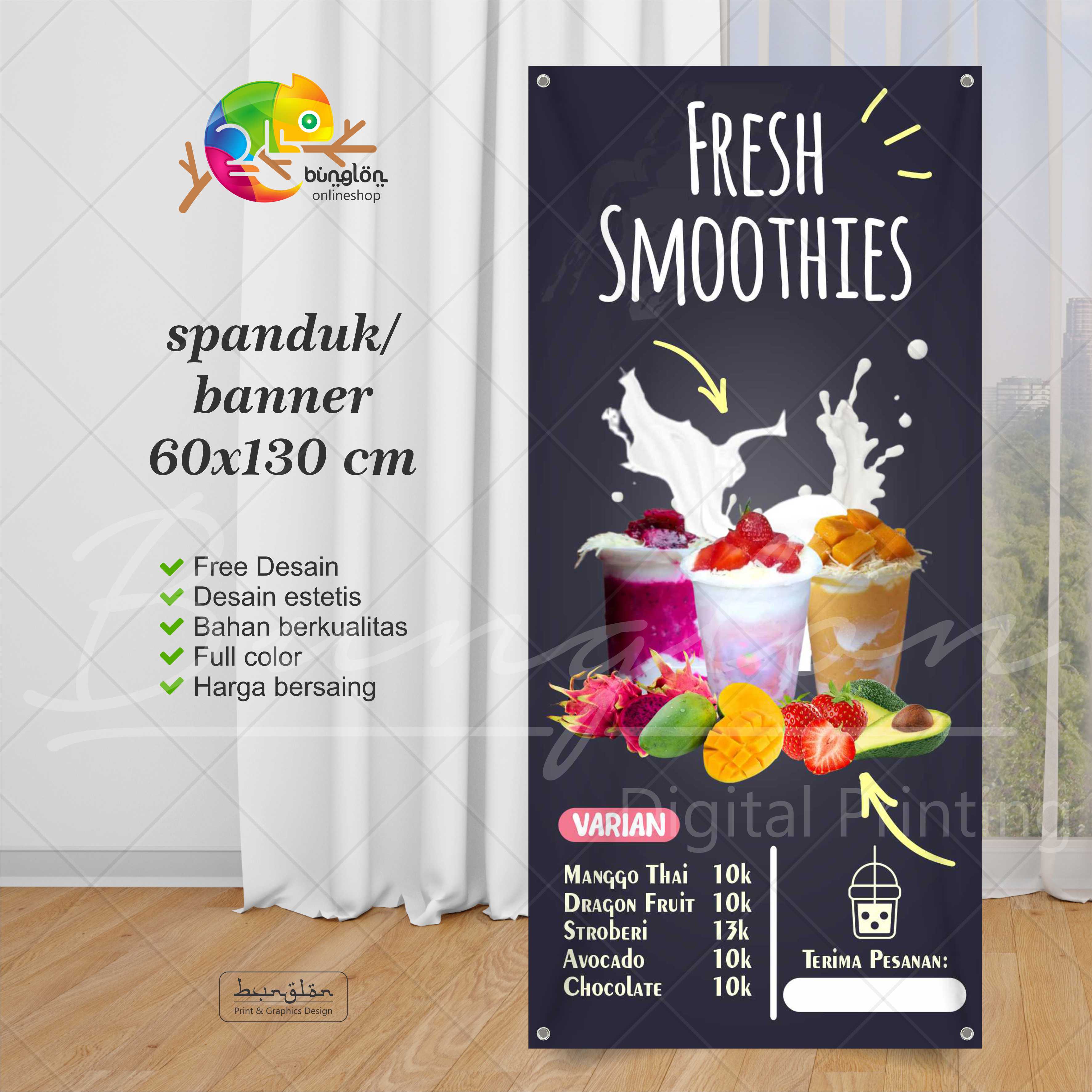 Spanduk Banner Fresh Smoothies Smoothies Fruits Model Hitam Lazada