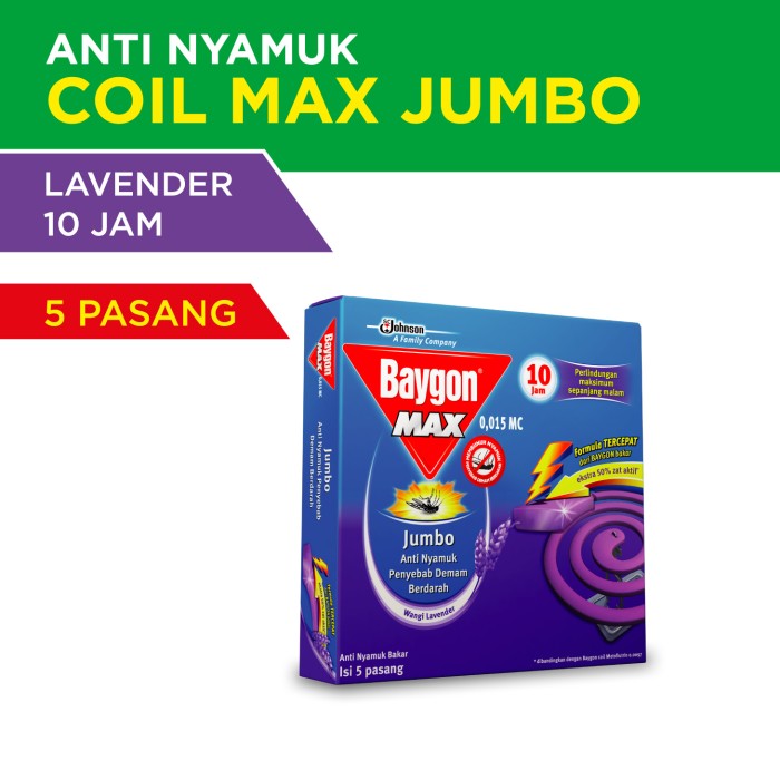 Baygon Obat Nyamuk Bakar Lavender Isi 5 Pasang Baygon Coil Jumbo Max