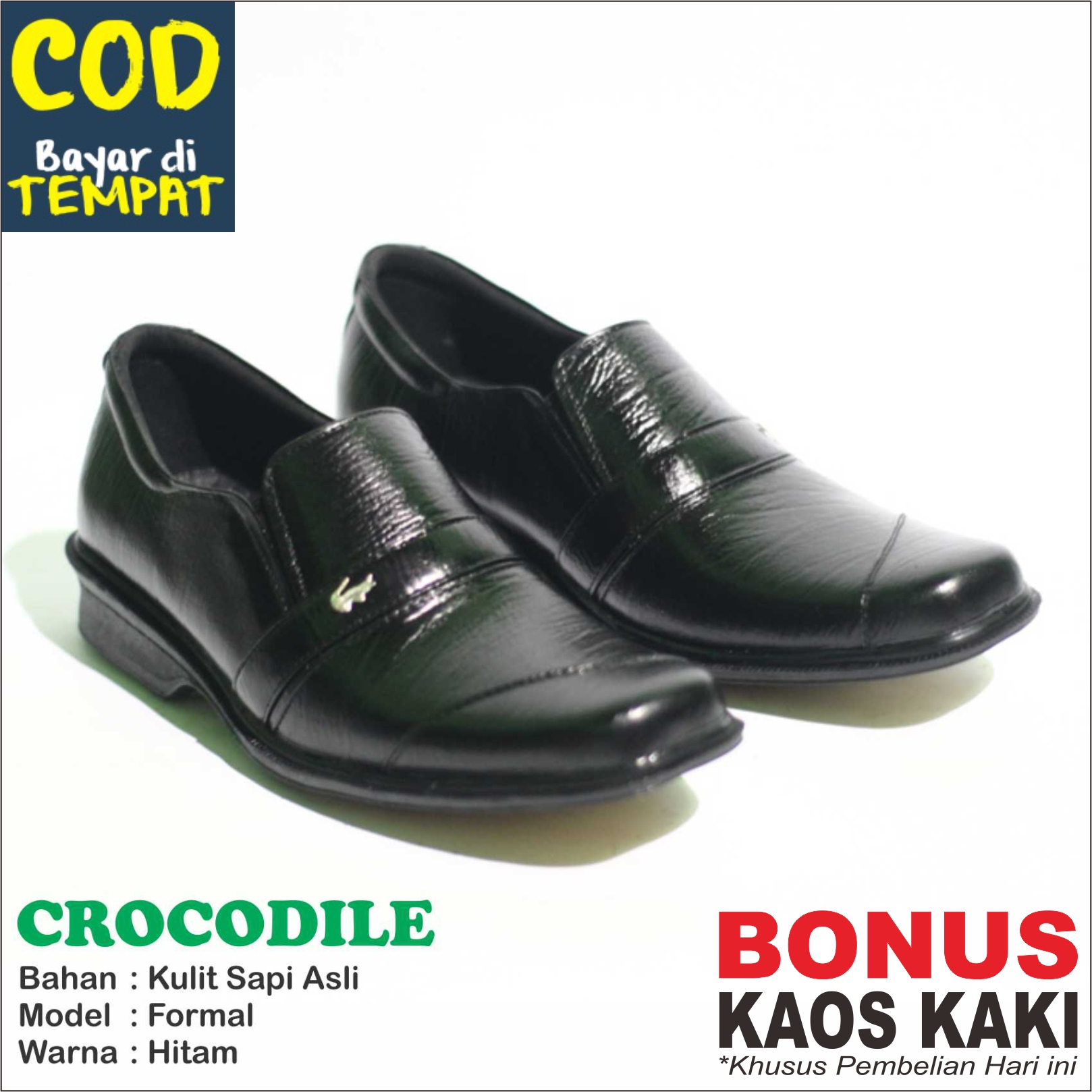 Sepatu Crocodile Kulit Sapi Pantofel Formal Pria Kerja Kantor Warna