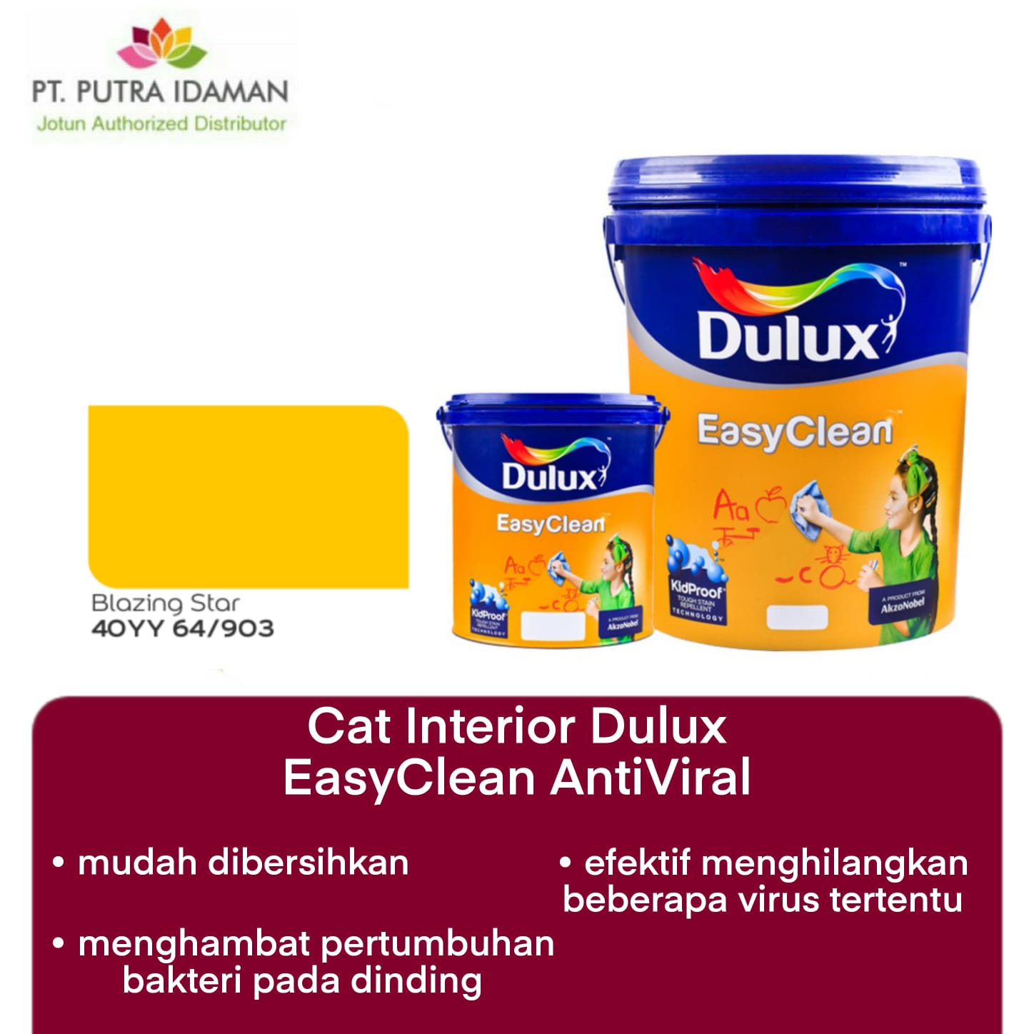 Cat Tembok Interior Dulux Easy Clean Anti Viral Blazing Star 40YY 64