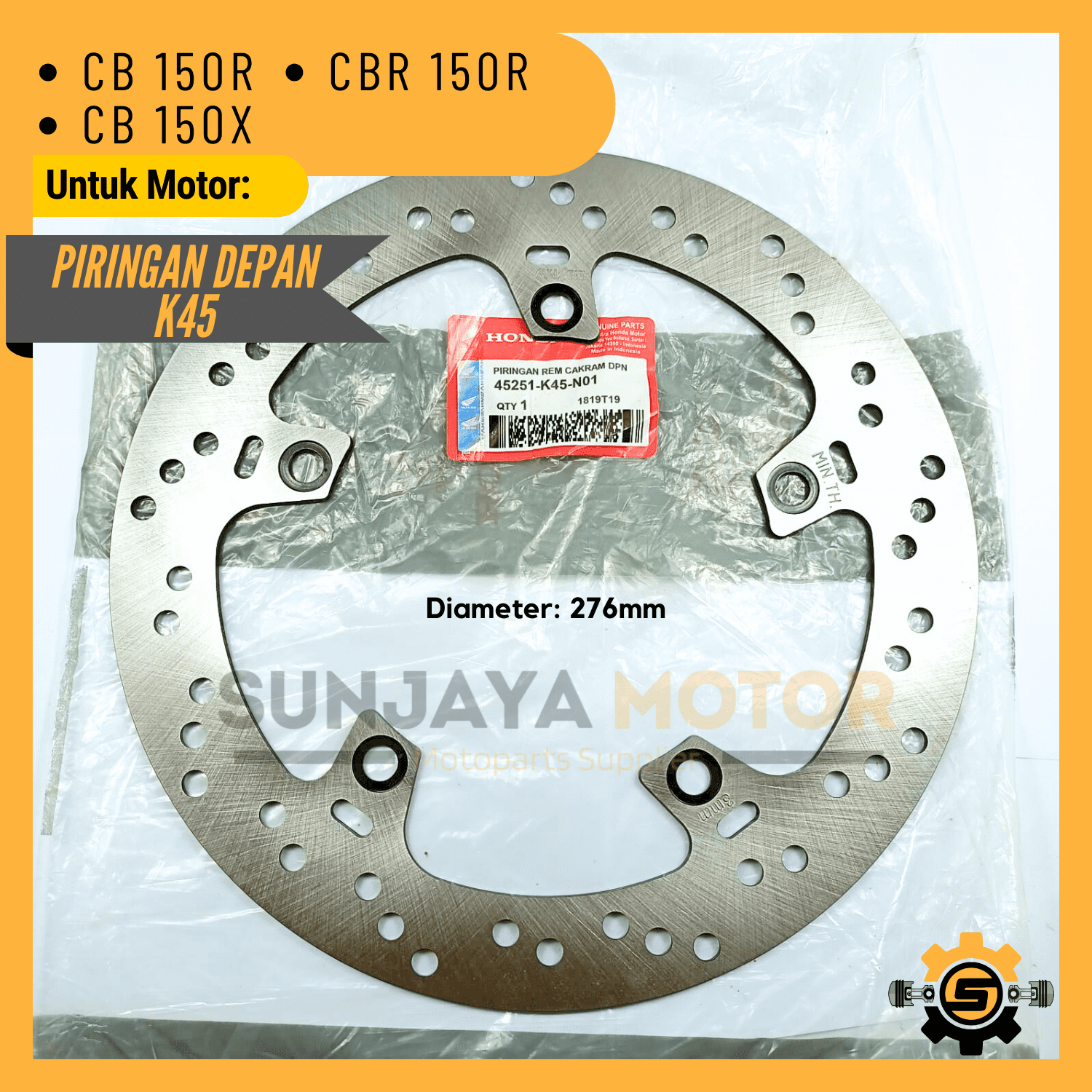 Disk Brake Depan K Kualitas Original Piringan Cakram Rem Honda Cb