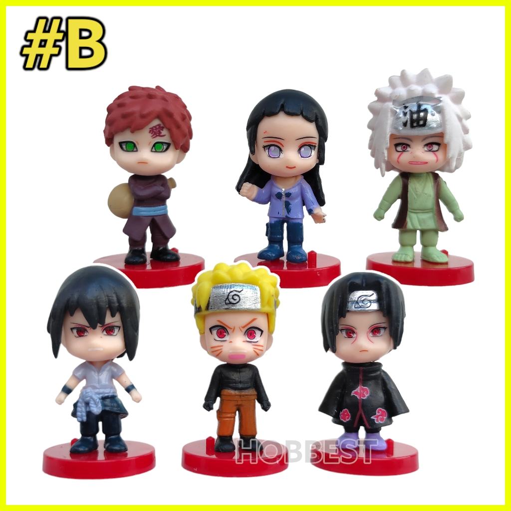 Action Figure NARUTO CHIBI 5cm Set Isi 6 Pcs Miniatur Topper Kue