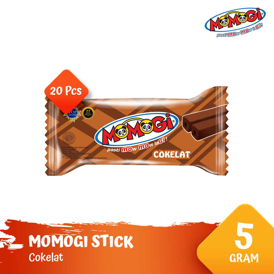 Momogi Stick Snack Makanan Ringan 5gr Coklat 1 Box 20 Pcs