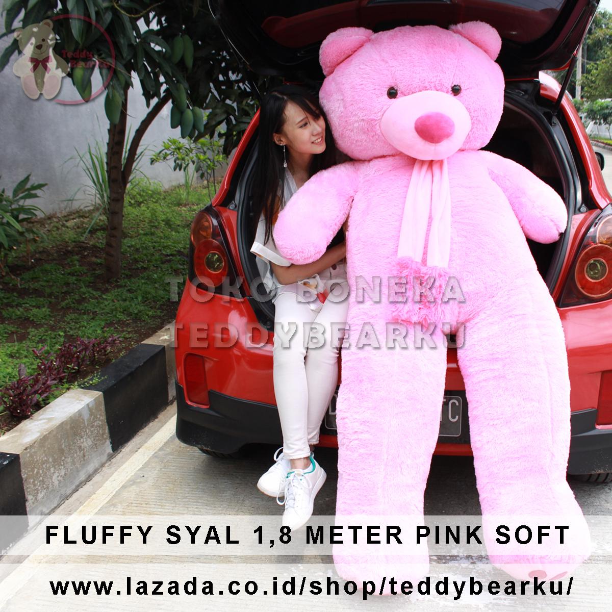 Cod Boneka Beruang Teddy Bear Jumbo Besar Fluffy Syal Meter Lazada