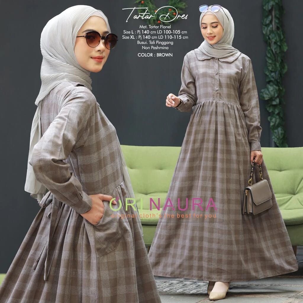 GAMIS KOTAK KOTAK MIDI DRESS WANITA MIDI DRESS DEWASA MIDI DRESS JUMBO