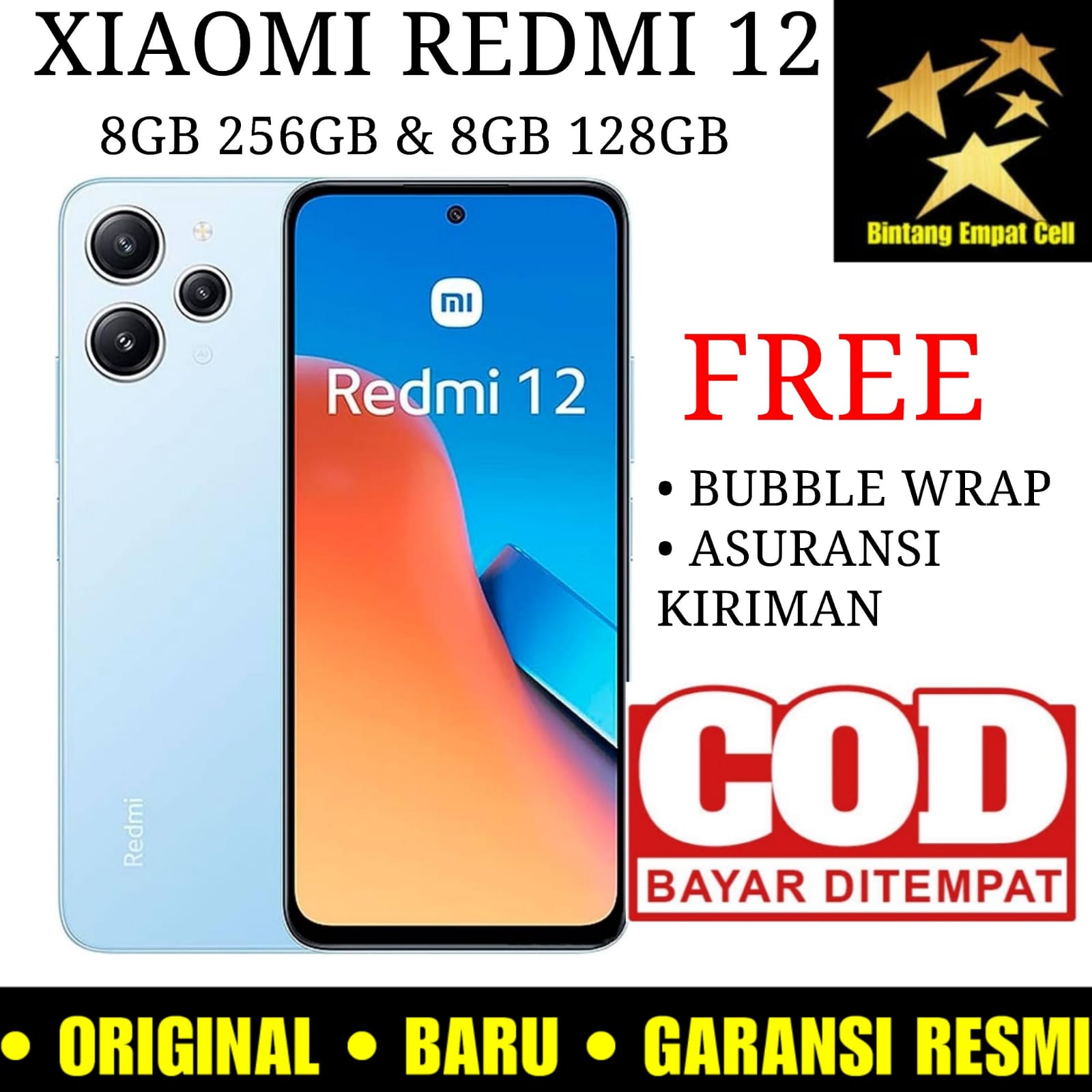 XIAOMI REDMI 12 NFC 8 128 8 256 GARANSI RESMI HELIO G88 6 79 INCH