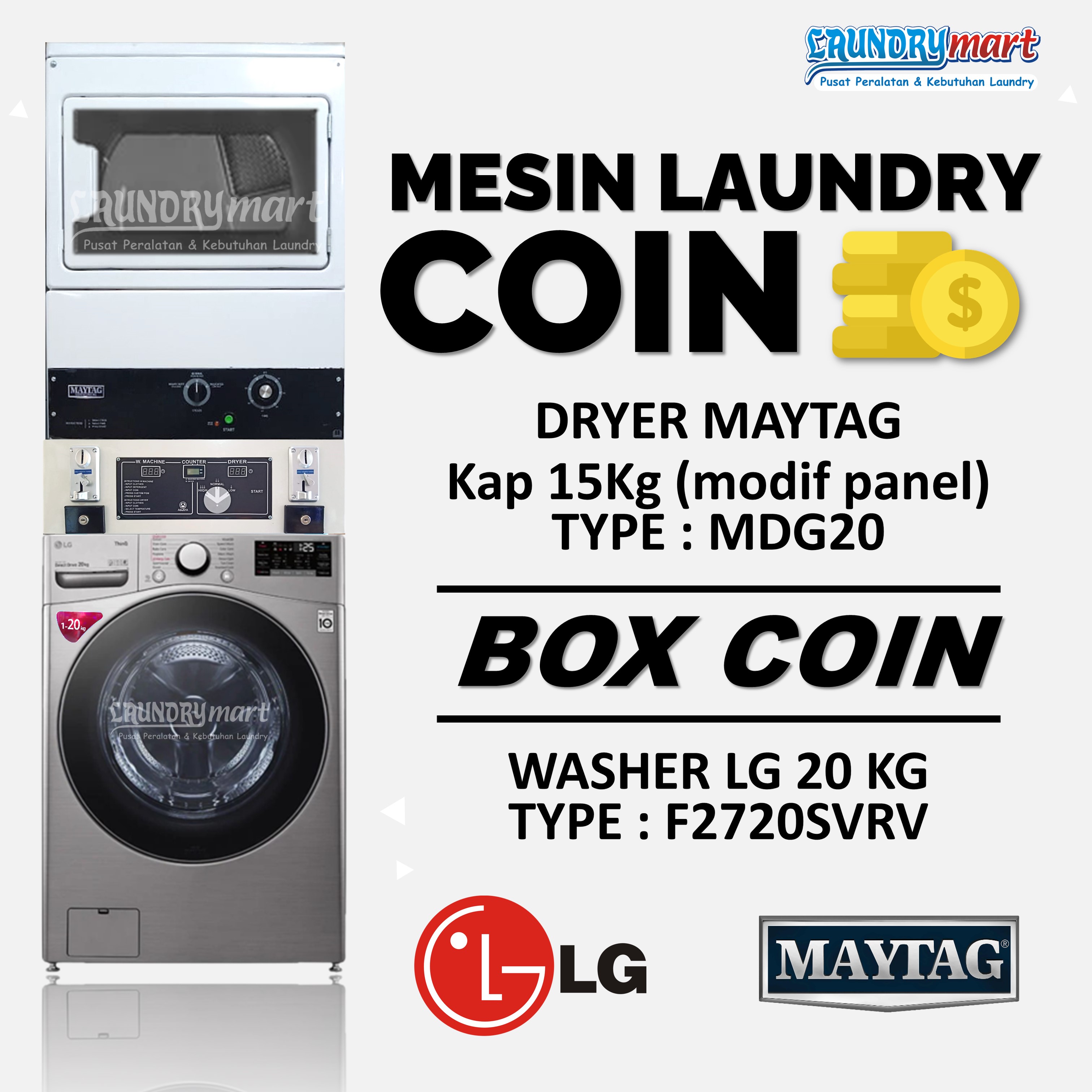 Mesin Laundry Stacked Washer Lg Kg Dryer Maytag Mdg Kaca