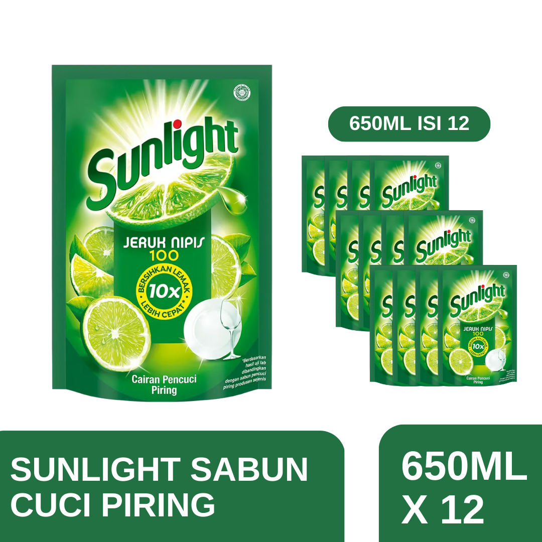 Sunlight Sabun Cuci Piring Cair Refill Jeruk Nipis Karton Isi