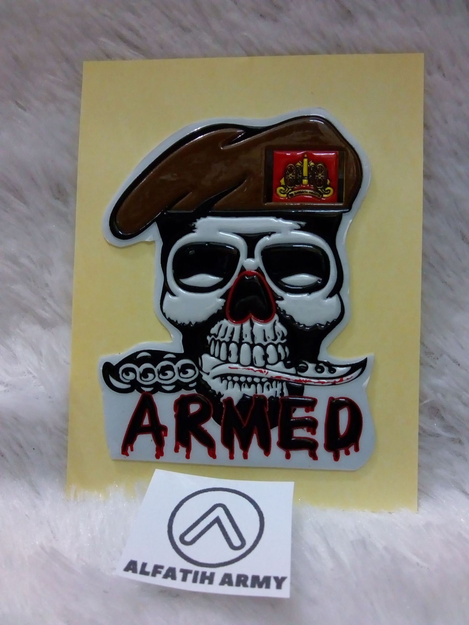 Alfatih Army Stiker Tni Armed Baret Tengkorak X Cm Timbul Lazada