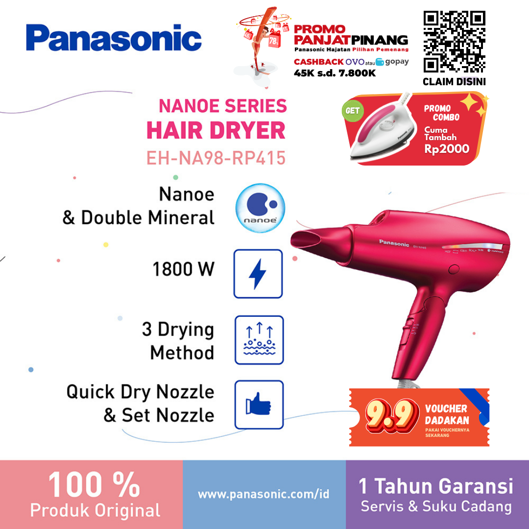 Panasonic Eh Na Rp Hair Dryer Nanoe Series Double Mineral Ion