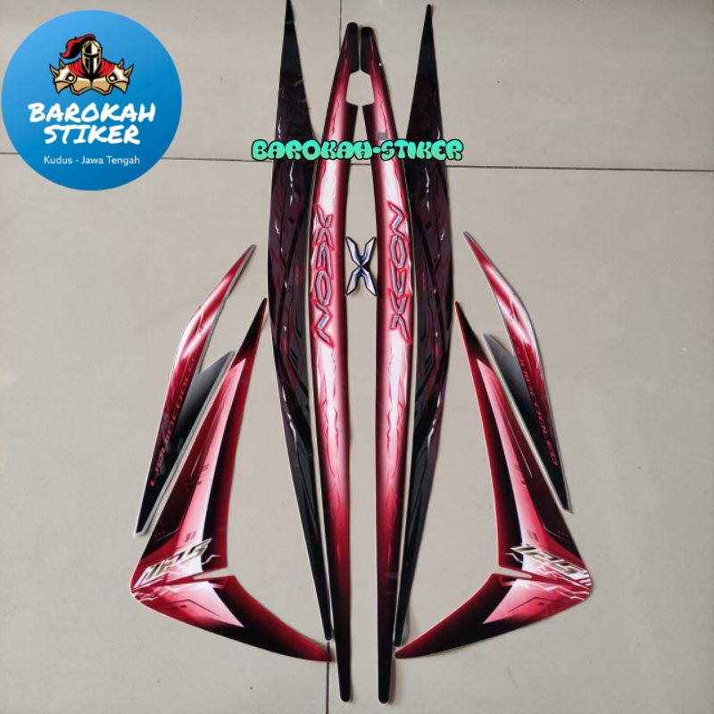 Striping Stiker Polet Yamaha Xeon 2010 Hitam Merah Stiker List Body