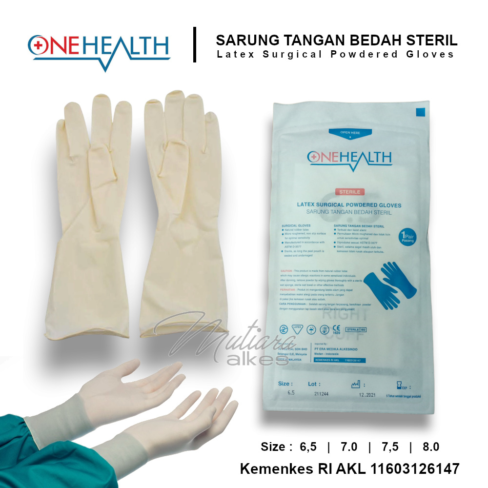 Sarung Tangan Steril Onehealth Isi Sepasang Bedah Surgical Gloves