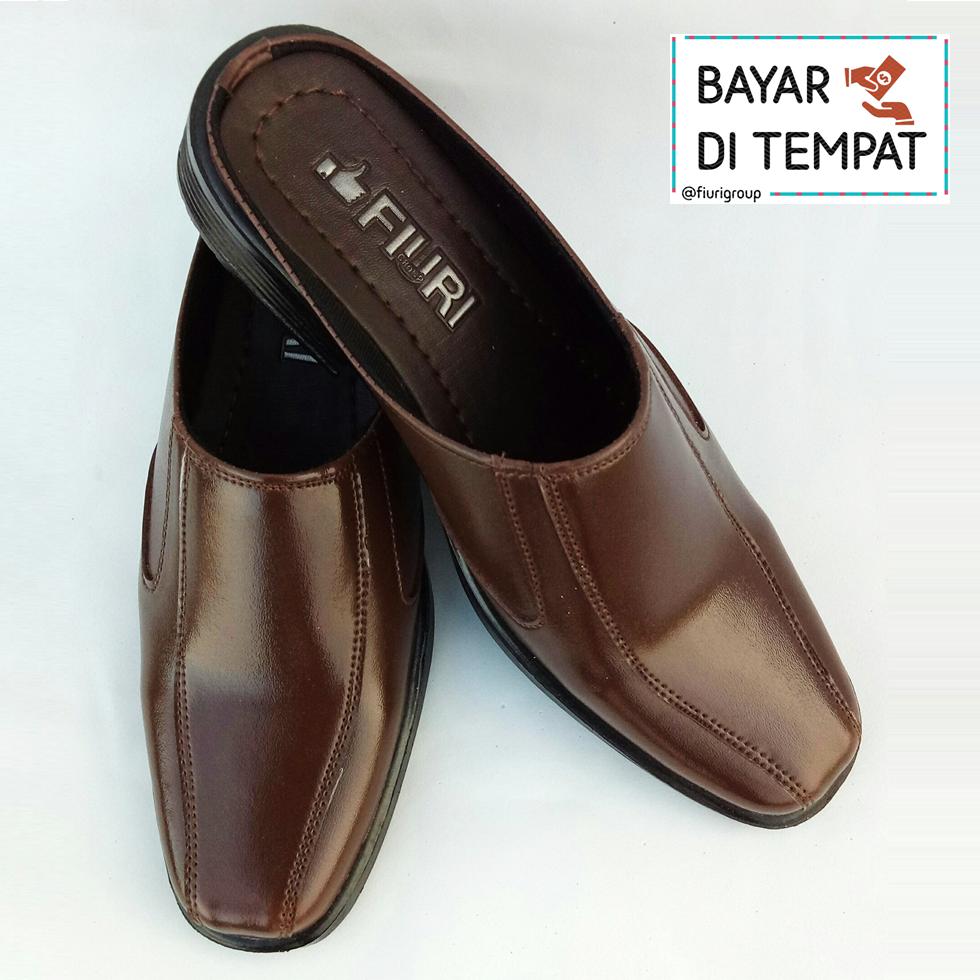 FIURI BJ6 - Sepatu Pantofel Pria Selop Polos - Sepatu Formal Pria Slop Polos - Sepatu Kerja Pria Slop Polos