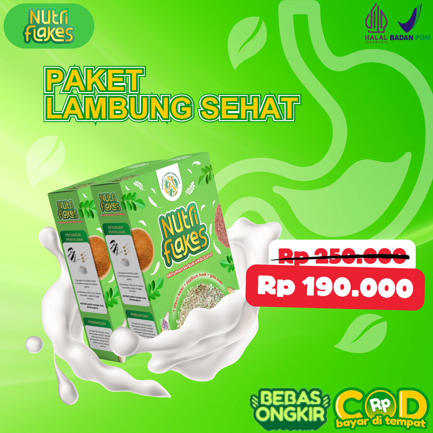 Nutriflakes Paket Lambung Sehat 2 Box ORIGINAL Atasi Asam Lambung Dan