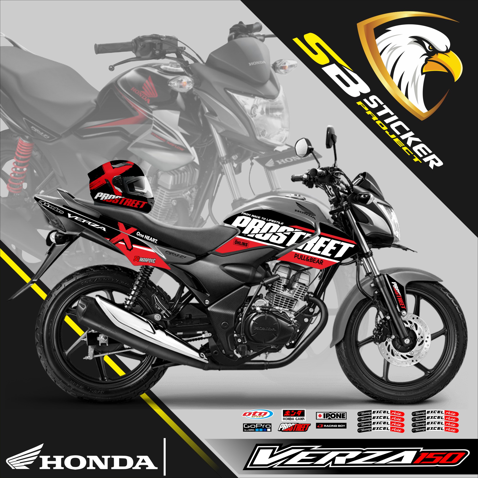 STRIPING VERZA 150 STICKER HOLOGRAM HONDA VERZA 150 TERBARU SB 009