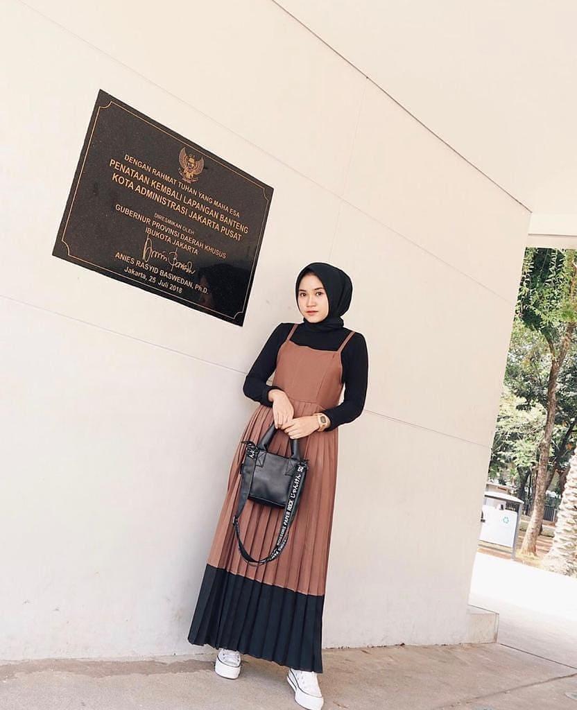 Baju Muslim Original TISHA OVERALL Mosscrape Mix Plisket Baju Muslim Wanita Panjang Pakaian Stelan Casual Modern Baju Kerja Hijab Modern Terbaru Jumpsuit Kekinian Baju Kodok Baju Terusan Muslimah Simpel Pakaian Casual Trend 2019