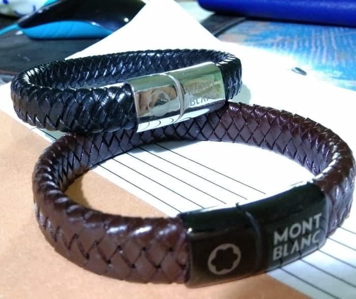 Gelang kulit asli Mont Blanc fashioned branded