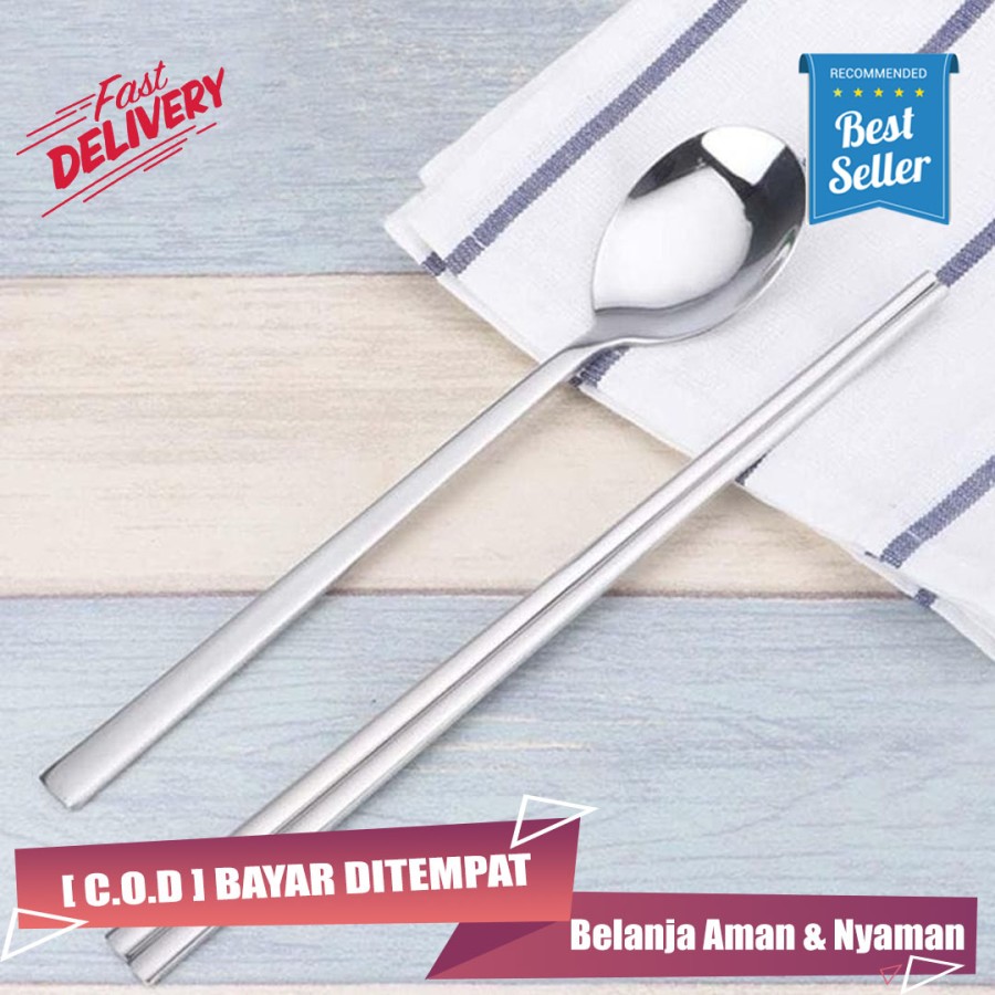 Sendok Sumpit Garpu Korea Stainless Sujeo Korean Spoon Chopstick