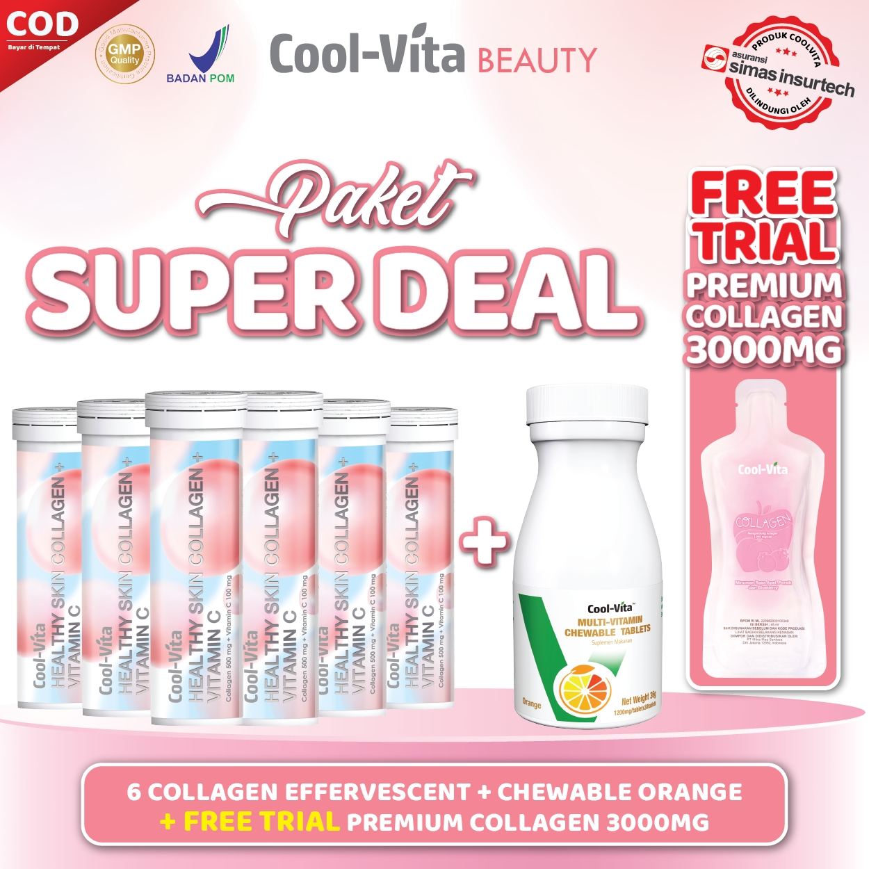 Po Cool Vita Tube Effervescent Collagen Chewable Orange