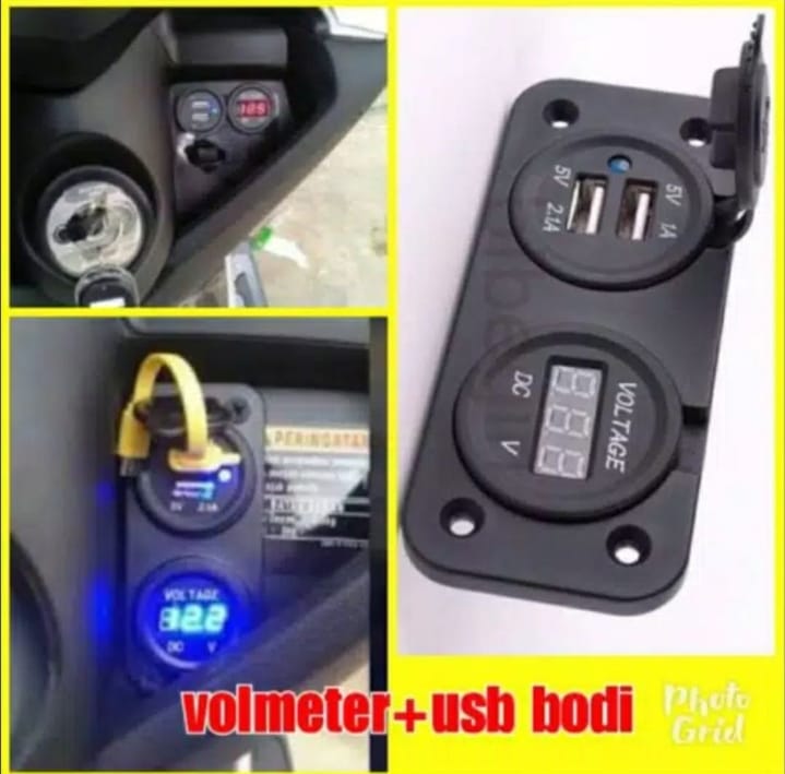 Voltmeter Aki Charger Plus Usb Tanam Nmax Vario Dll Bisa Buat Berbagai