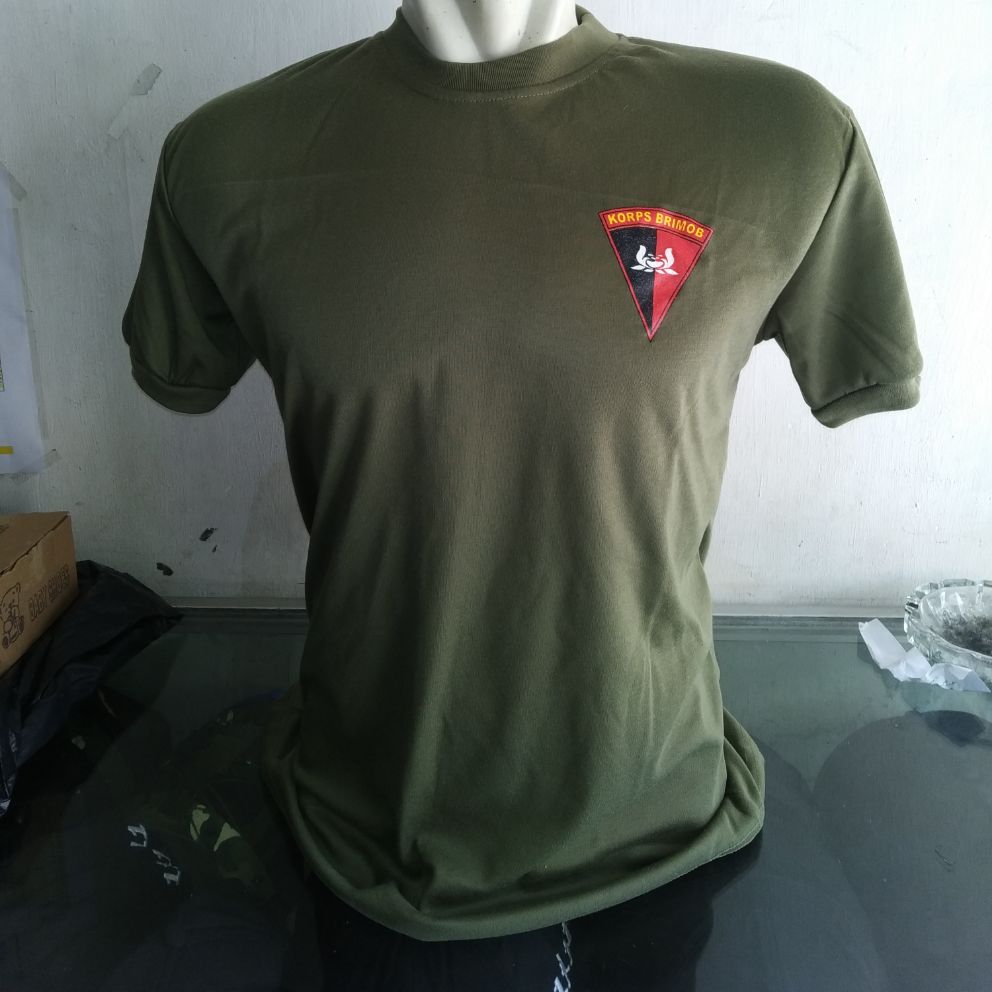 Kaos Brimob Logo Warna Hijau Lazada Indonesia