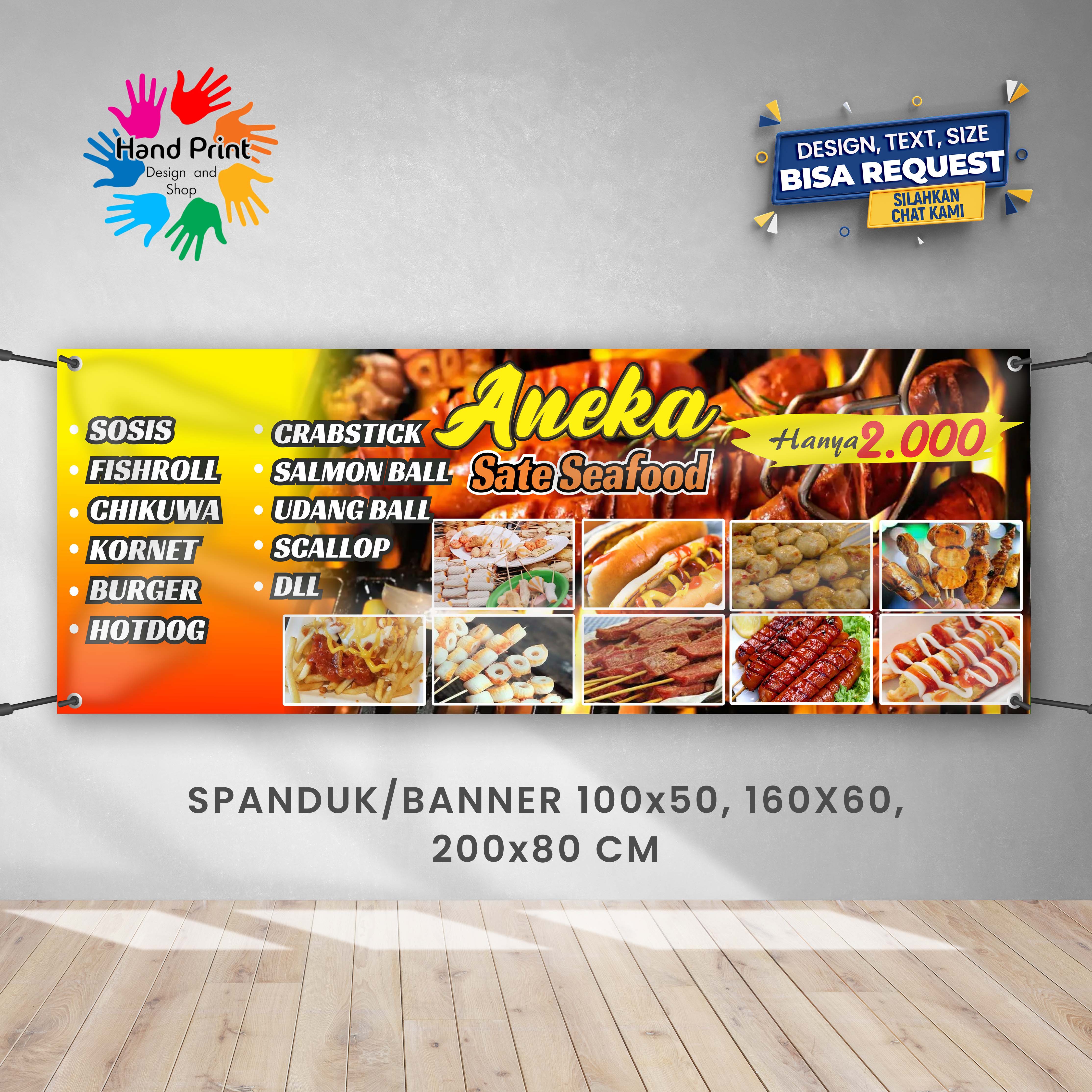 Spanduk Banner Jajanan Seafood Snack Sosis Bakar C Gratis Memesan