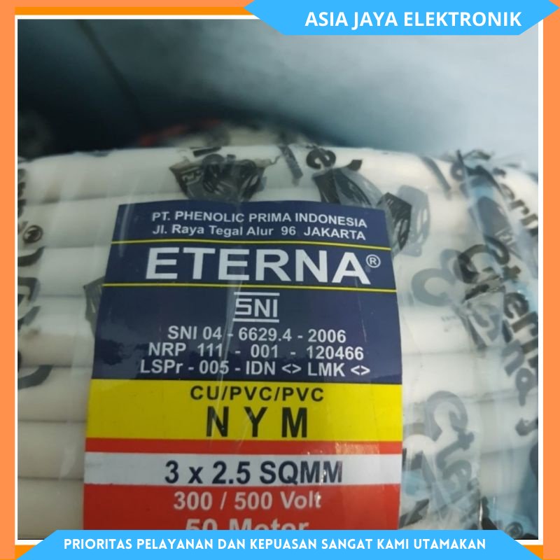 Eterna Kabel Listrik Nym X Mm Isi Kawat Tembaga Murni Harga Per