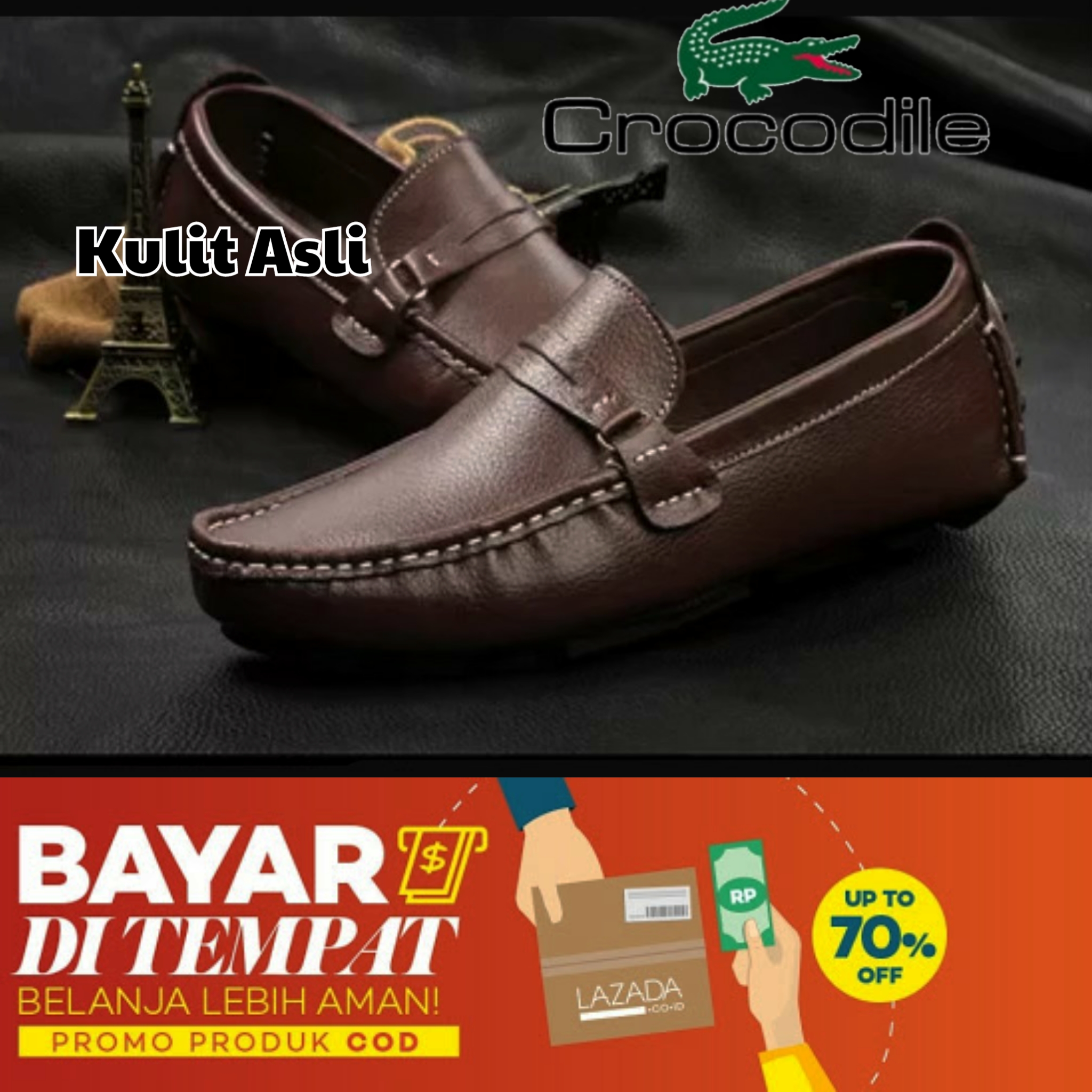 Sepatu Formal Slop Crocodile Pria Sepatu Slip On Casual Kulit Sapi