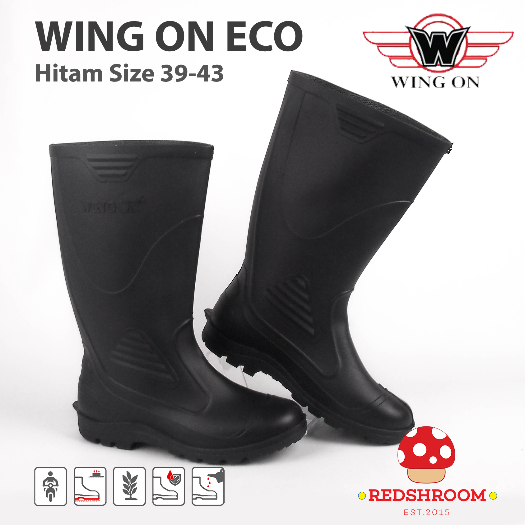 Sepatu Boot Tinggi Wing On Eco Hitam Perikanan Perairan Pabrik Lazada