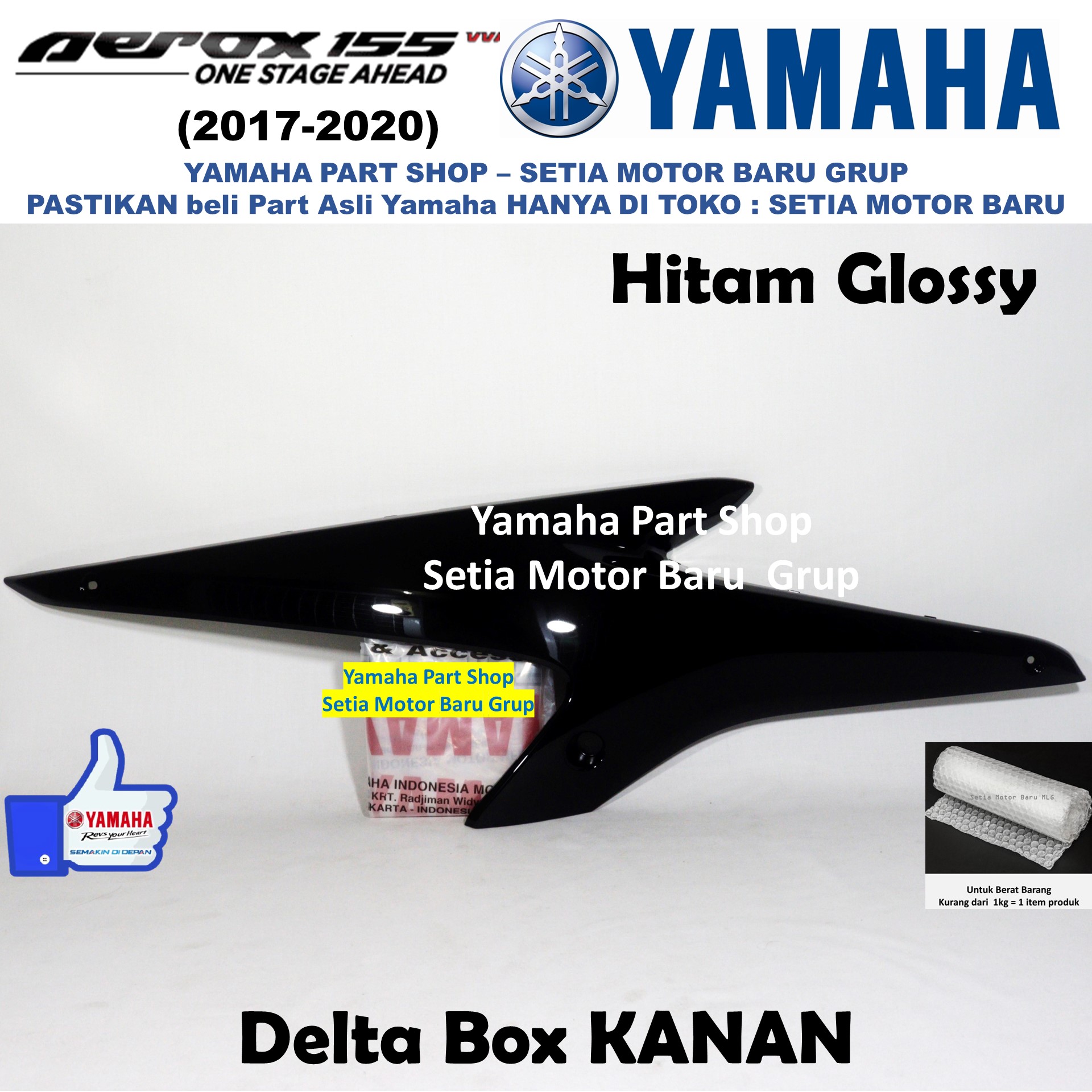 Cover Side Delta Box Lantai Samping Aerox Lama Old Hitam Glossy