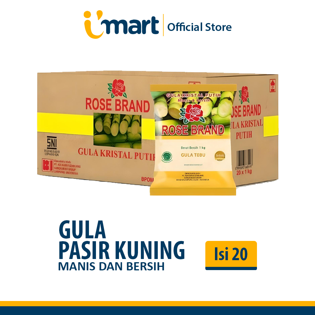 Rose Brand Gula Pasir Kuning 1kg 1 Karton Isi 20pcs Lazada Indonesia