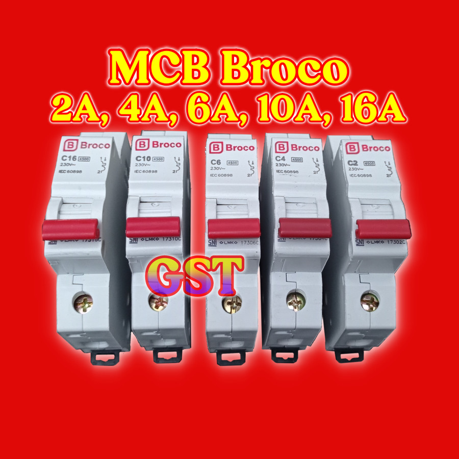 MCB Broco 2A 4A 6A 10A 16A 1phase Saklar Pemutus Arus Circuit Breaker