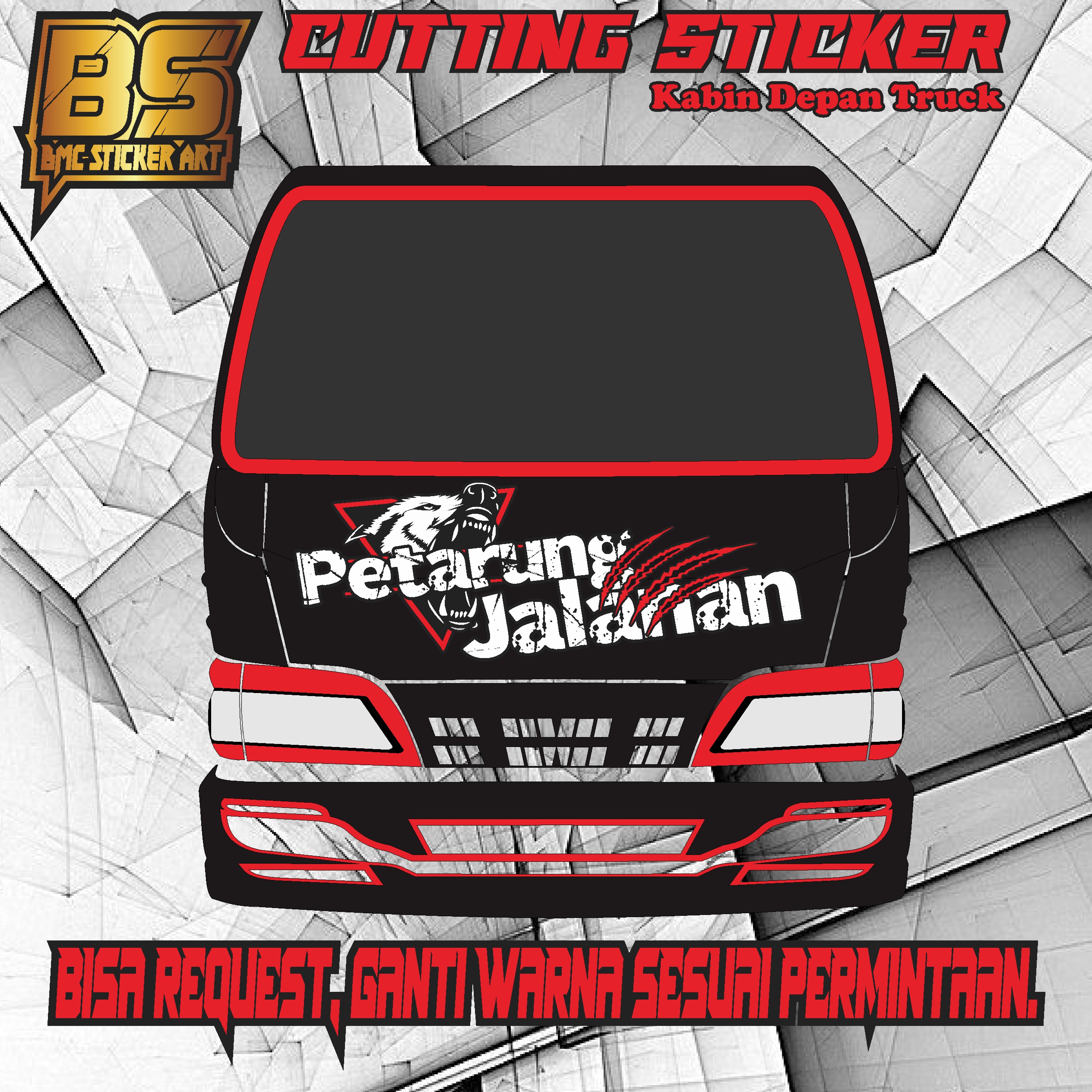 Sticker Cutting Truck Kabin Bagian Depan Truk Custom Bebas Sticker