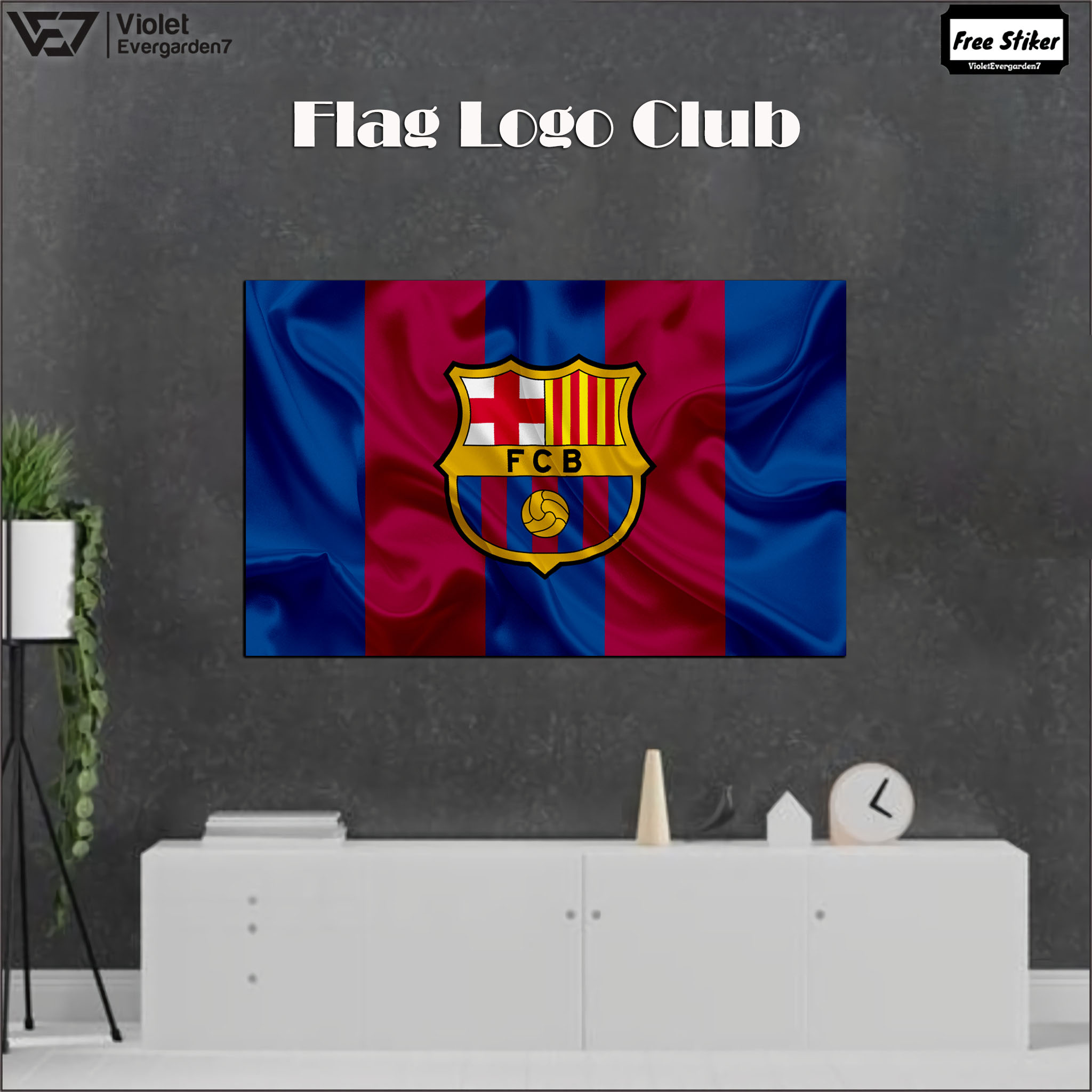 WALL DECOR LOGO FLAG CLUB FOOTBALL HIASAN DINDING TERBARU KAIN BENDERA