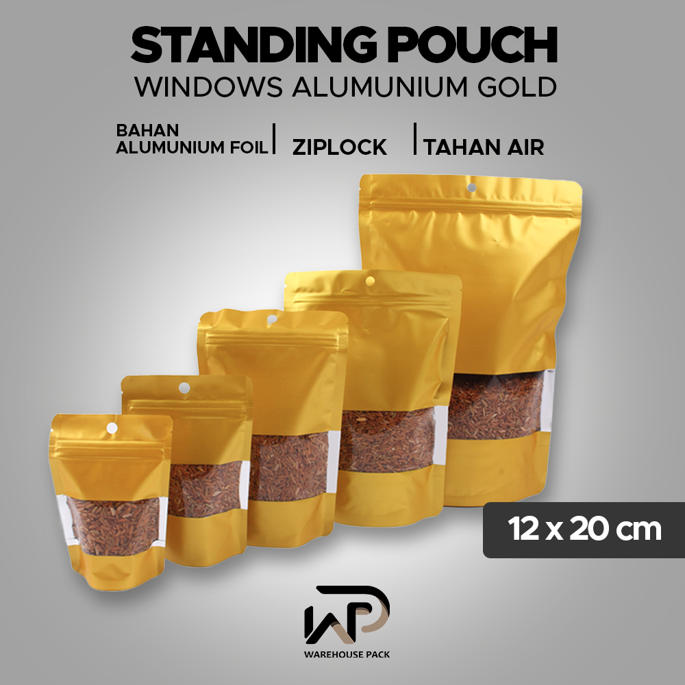 Pcs Standing Pouch Alumunium Windows Emas X Kemasan