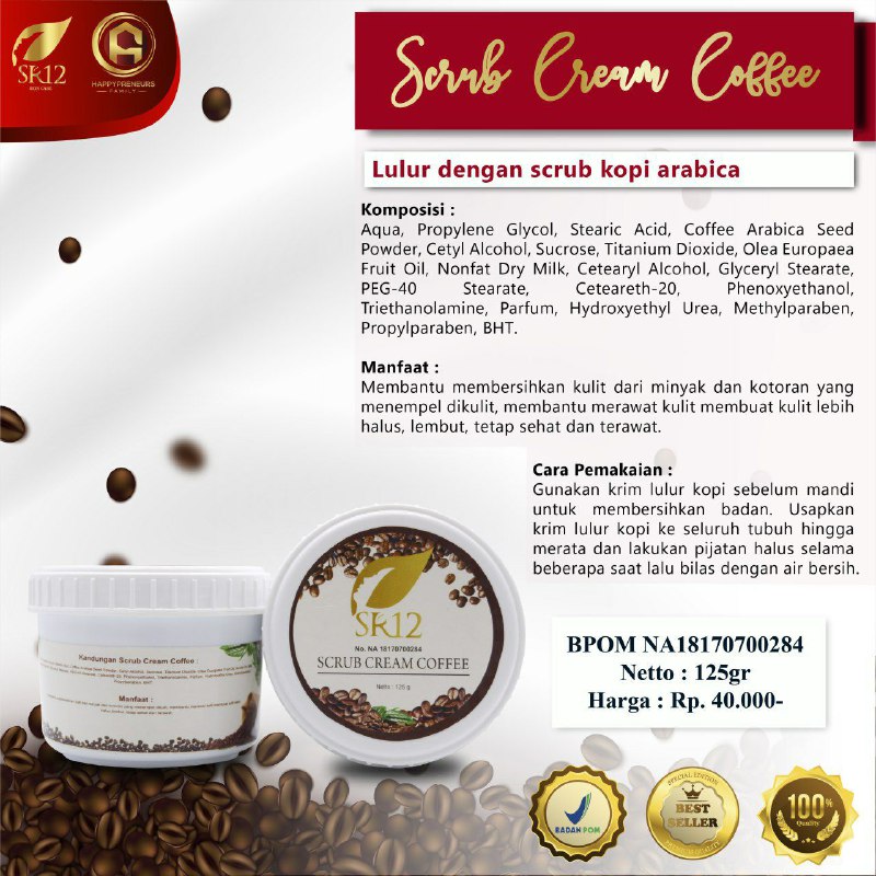 SCRUB CREAM COFFEE LULUR KOPI SR12 125g Lazada Indonesia