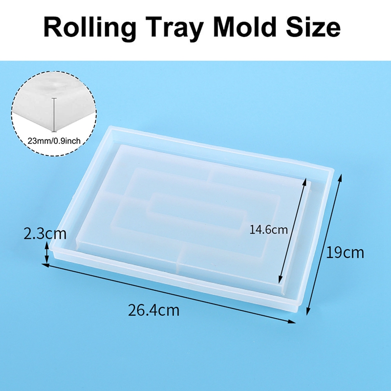 Resin Mold Silicone Large Rectangle Rolling Tray Molds For Epoxy Resin