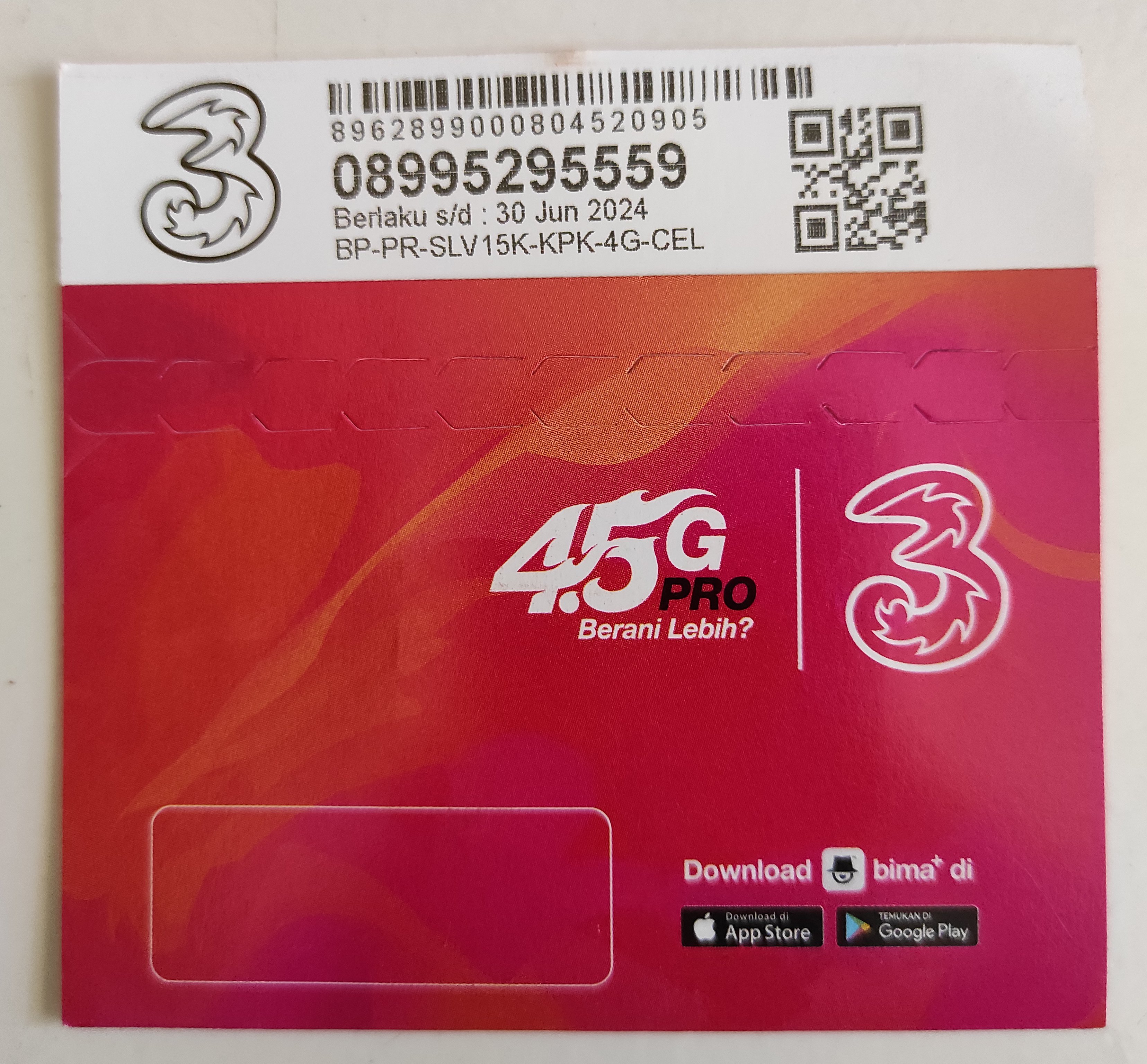 Kartu Perdana Tri Three 3 Nomor Cantik 11 Digit 4G LTE Kuota 1 GigaByte