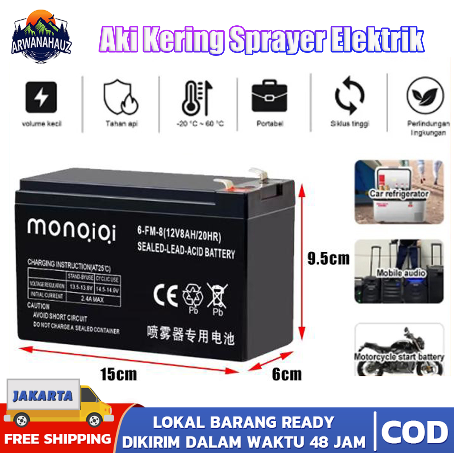 Aki Kering Sprayer Elektrik V Ah Aki Battery V Ah Aki Tangki