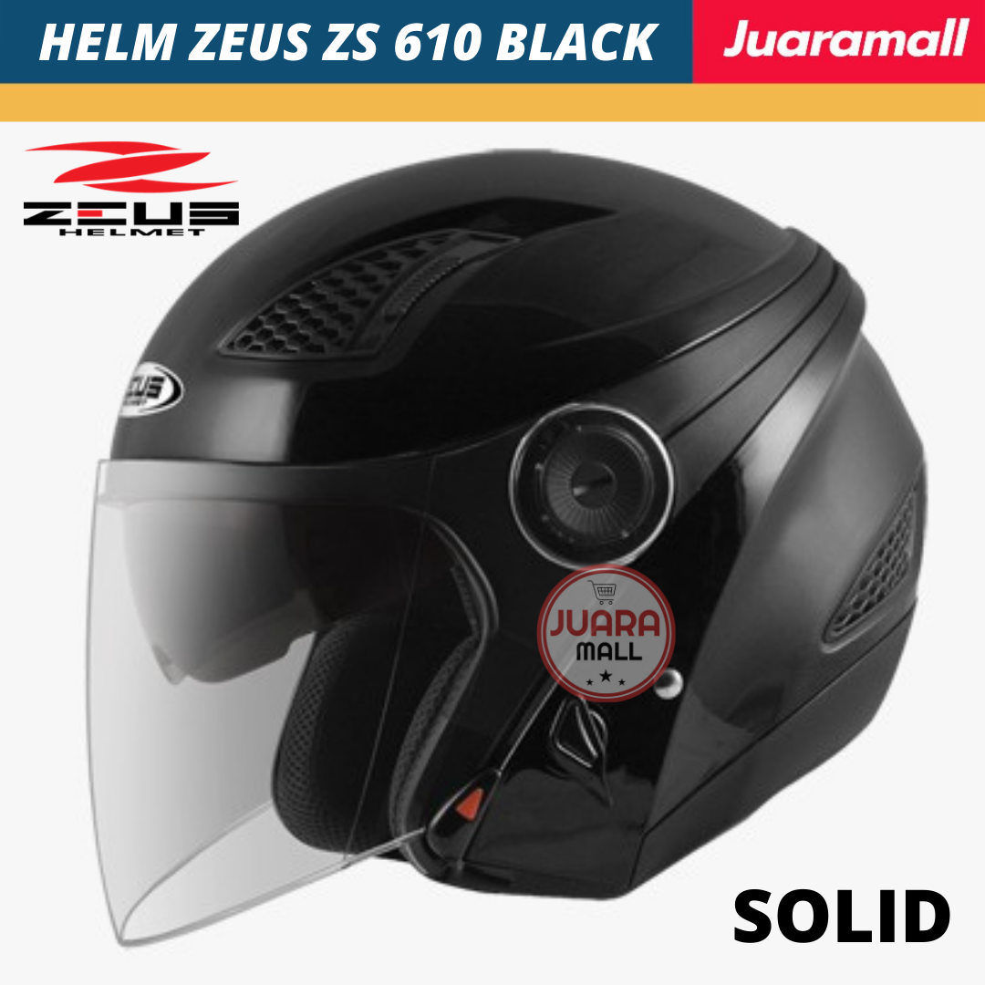 HELM ZEUS 610 BLACK POLOS HALF FACE PAKET GANTENG ZEUS ZS 610 SOLID