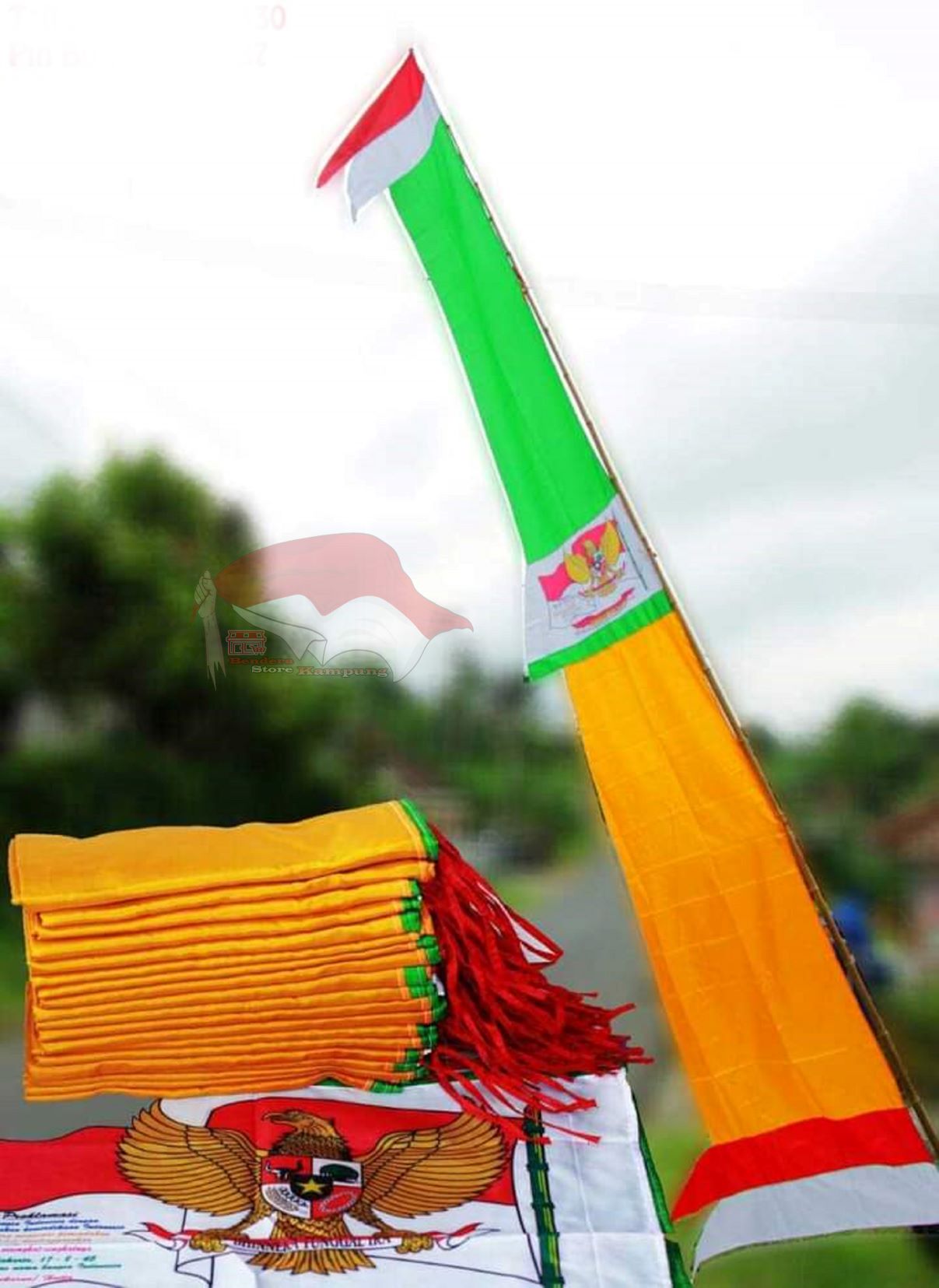 Bendera Umbul Umbul Bandir Berwarna Hijau Jumbo Panjang Meter