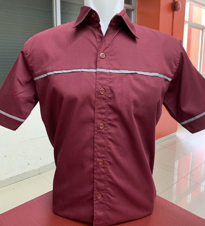 Bisa Cod Kemeja Seragam Merah Maroon Polos Dril Kemeja Seragam Kerja