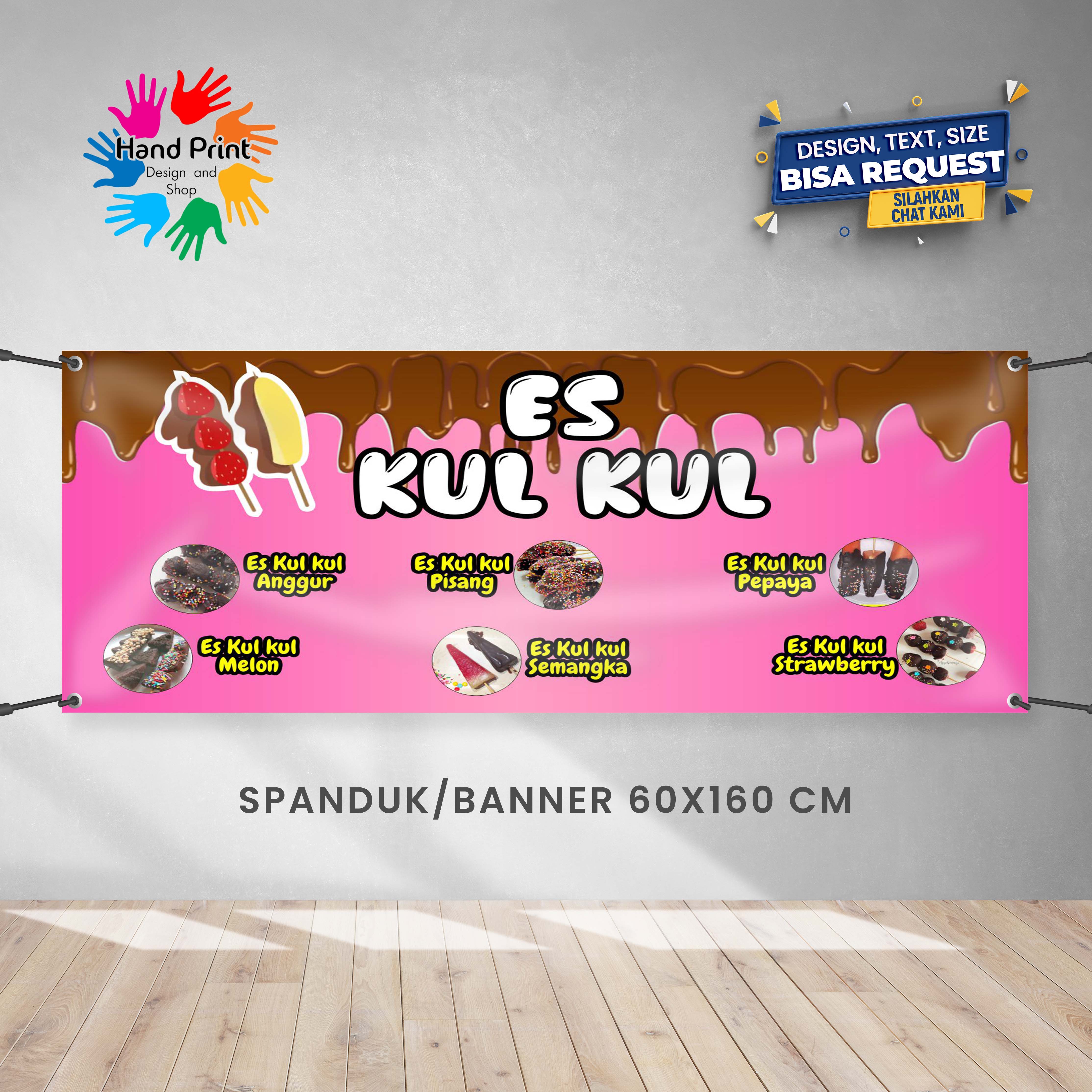 Spanduk Banner Es Kul Kul Buah Coklat Warna Pink Makanan Minuman