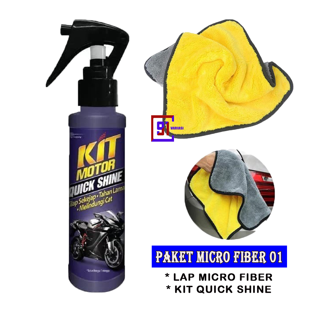 Paket Lap Microfiber Untuk Motor Mobil Kit Quick Shine Pengkilap