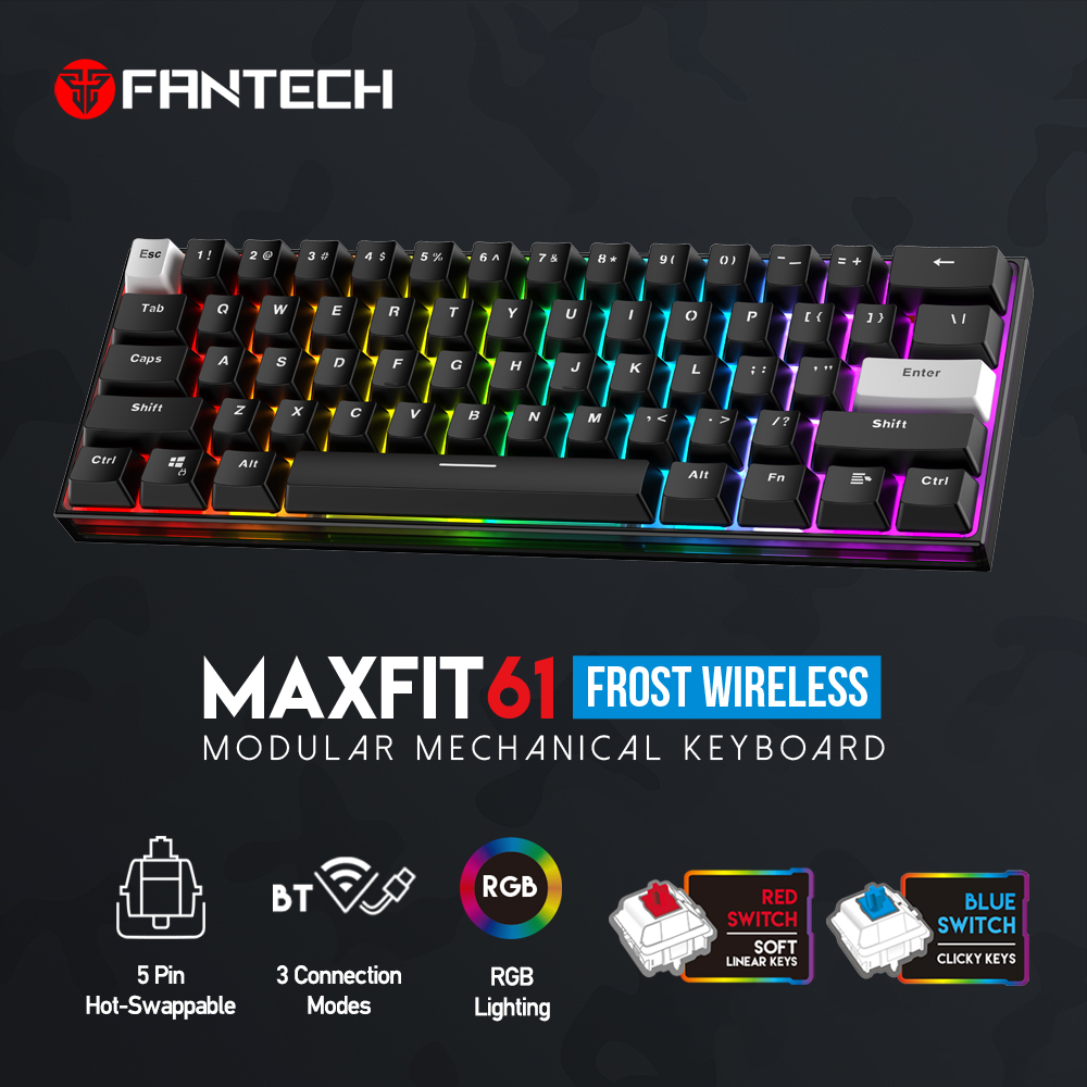 Keyboard Gaming Fantech Mk Maxfit Frost Wireless Mechanical Rgb