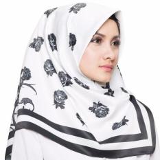 Hijabstore - Moshaict By Itang Yunasz Scarf AL 033 - Putih Motif Bunga