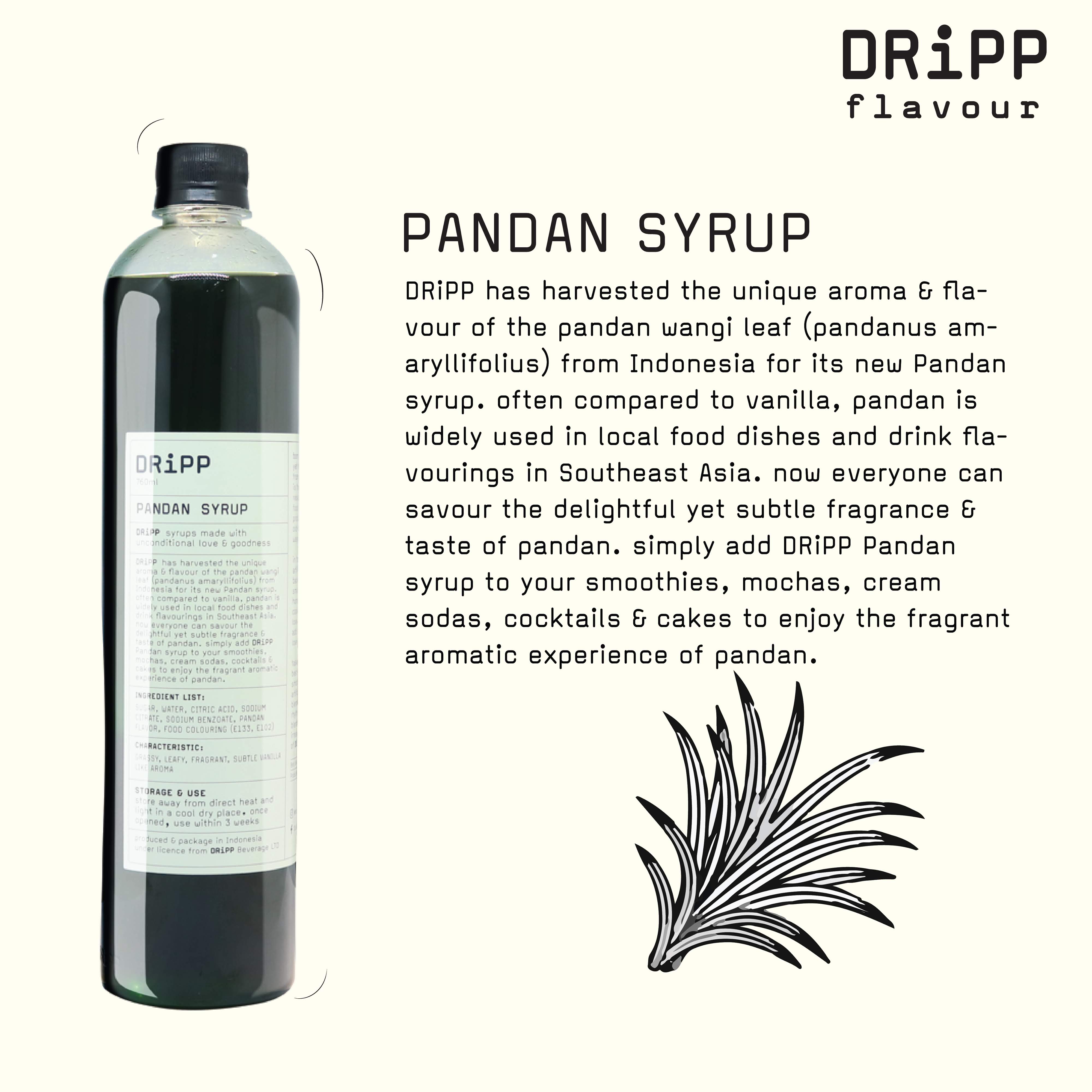 Dripp Pandan Syrup Sirup Rasa Pandan Untuk Supply Minuman Kekinian Di