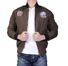 Ronaco Jaket Bomber F-18 Coklat Abu Muda