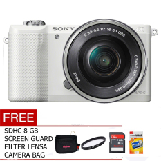 Sony Alpha A5000L Kit 16-50mm - 20.1 MP - Putih + Gratis MC 8 GB+Tas+UV Filter + Screen Guard