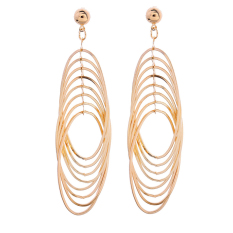 Yazilind 18 K Emas Plated Menawan Anting Panjang Stud Dangle Earrings untuk Wanita (Intl)